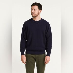 Eddie Bauer Men’s XL Navy Blue Cotton Knit Sweater Made in USA